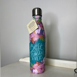 Floral Insulated Water Bottle - Teal and Pink